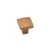 Brass Cabinet Knob - 1" Size - Flat Square Knob - Gold